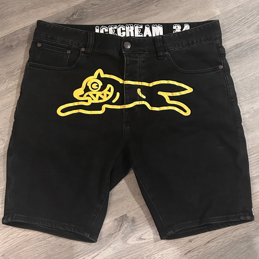 Billionaire boys club ice cream running puppy denim shorts